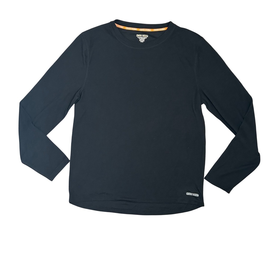 Omni-Wool Mens XXL Black Merino Wool Blend Long Sleeve Base Layer Thermal Shirt